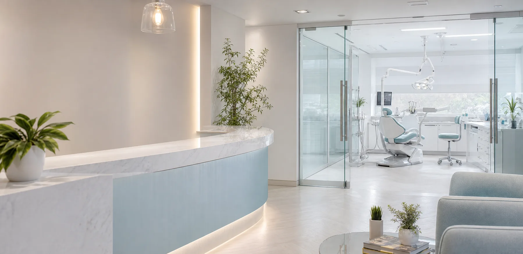 Ağız ve diş sağlığı hizmetlerini temsil eden klinik ortam görseli